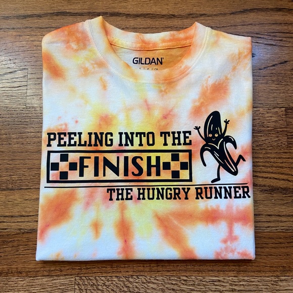 Gildan Tops - Funny Running Tee Peeling into the Finish Line | Gildan Size Sm Unisex Tye Dye